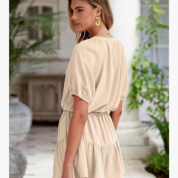Simplee Apparel Beige Button-Up Romper - Picture 2 of 4
